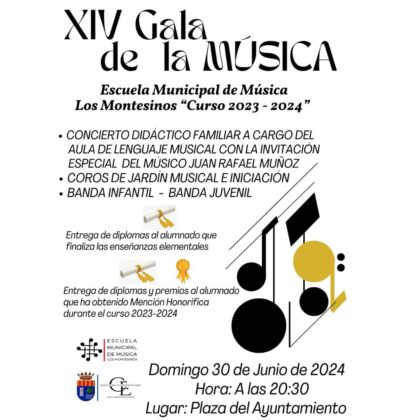 Los Montesinos, evento cultural: XIV Gala de la Música por la Escuela Municipal de Música, organizada por la Concejalía de Cultura y Educación