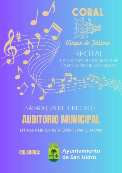 San Isidro, evento cultural: Concierto de la coral 'Virgen de Fátima', organizado por el Ayuntamiento