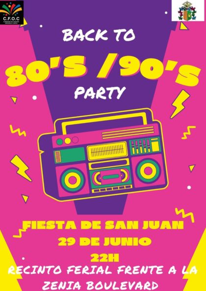 Orihuela Costa, evento: Actuación de dj con 'revival' de los 80's y 90's, dentro de los actos de las fiestas de San Juan organizados por la Comisión de Fiestas de Orihuela Costa (C.F.O.C.)