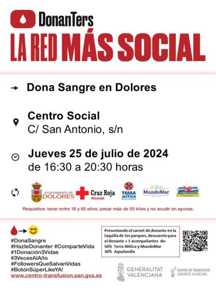 Dolores, evento: Donación de sangre, organizada por el Centro de Transfusiones de la Comunidad Valenciana