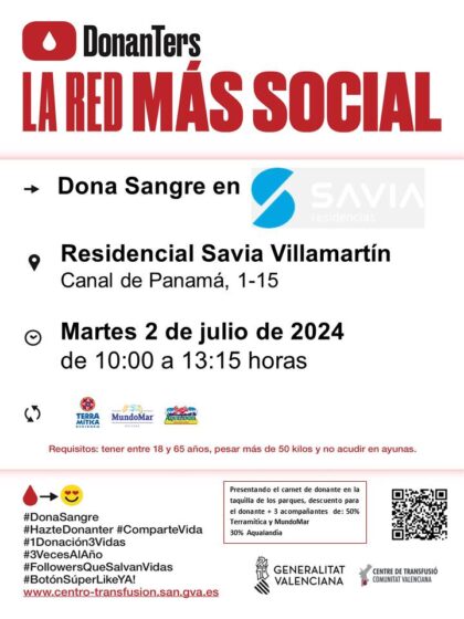 Orihuela Costa, evento: Donación de sangre, organizada por el Centro de Transfusiones de la Comunidad Valenciana y Savia Residencias
