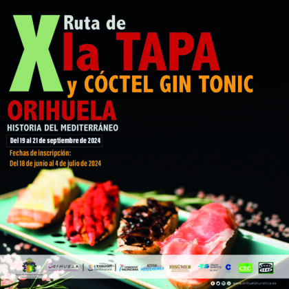 Orihuela, evento: Inscripción de establecimientos para la X Ruta de la Tapa y Cóctel/Gin-Tonic, organizada por la Concejalía de Turismo