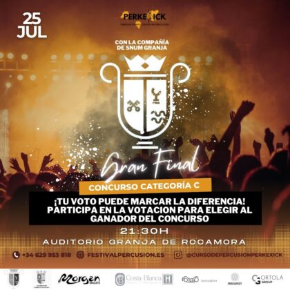 Granja de Rocamora, evento: Gran final del concurso de percusión junto con la SNUM de Granja de Rocamora, dentro de los actos del III Festival Internacional de Percusión 'Perke Xick'