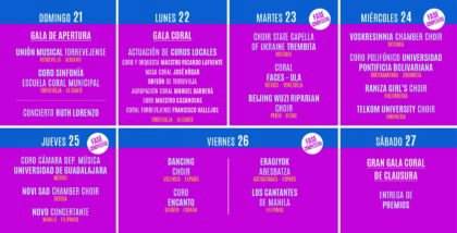 Torrevieja, evento cultural: Concierto coral por el Coro Polifónico de la Universidad Pontificia Bolivariana (Bucaramanga, Colombia) en actividades paralelas, dentro del 70º Certamen Internacional de Habaneras y Polifonía organizado por el Patronato Municipal