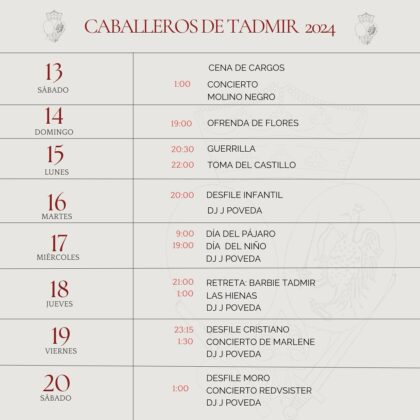 Orihuela, evento cultural: Concierto de Marlene por la comparsa Caballeros de Tadmir, dentro de los actos de las Fiestas de la Reconquista y de Moros y Cristianos organizados por las comparsas cristianas y moras