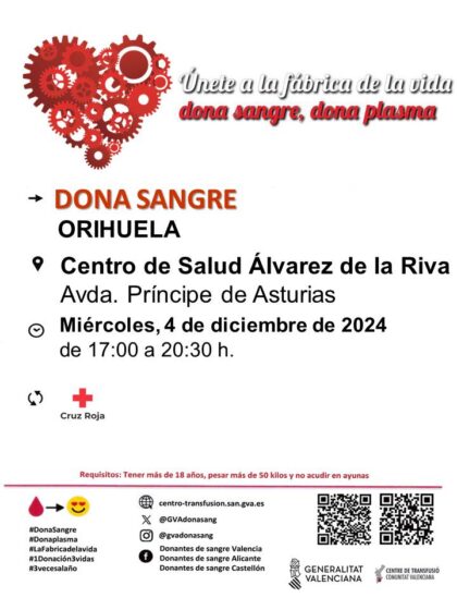 Orihuela, evento: Donación de sangre, organizada por el Centro de Transfusiones de la Comunidad Valenciana