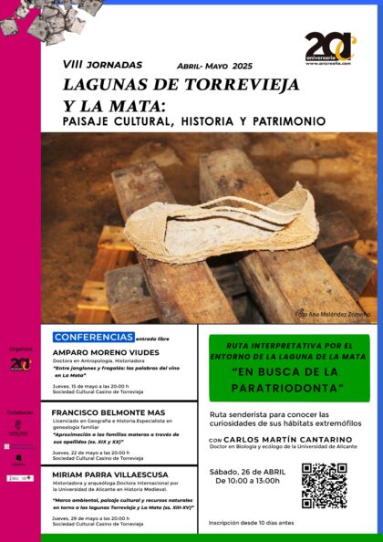 'Ars Creatio' celebra sus VIII Jornadas 'Lagunas de Torrevieja y La Mata: paisaje cultural, historia y patrimonio' 