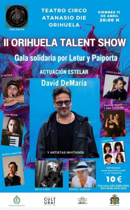 Esmeralda Grao y Robert Bahía, cantantes y organizadores del 'II Orihuela Talent Show': "La recaudación de la gala va íntegra a Paiporta y Letur"