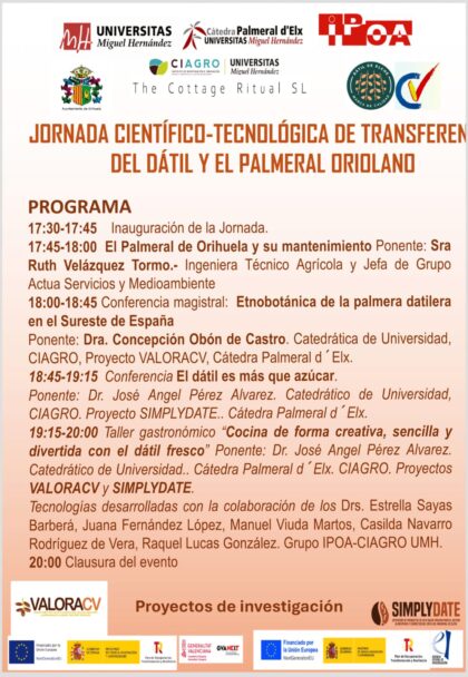Orihuela acoge una jornada científico-tecnológica centrada en la valoración del dátil y el Palmeral