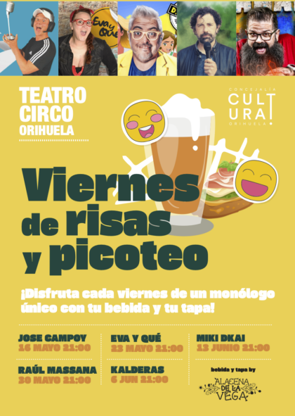 'Viernes de risa y picoteo', humor y gastronomía en el Teatro Circo de Orihuela