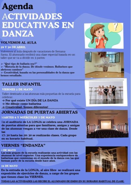 La Escuela Municipal de Danza continúa en mayo con su agenda de actividades con motivo del ‘Día Internacional de la Danza’ 