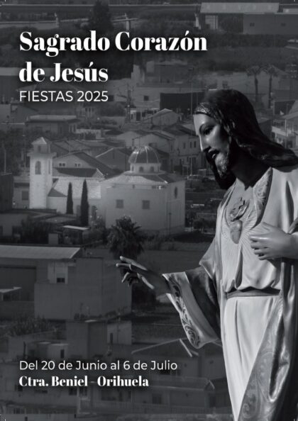 Barrio de Carretera de Beniel de Orihuela, evento: Procesión de la imagen del Sagrado Corazón de Jesús y Santísima Virgen Inmaculada y castillo de fuegos artificiales, dentro de las fiestas en honor al Sagrado Corazón de Jesús