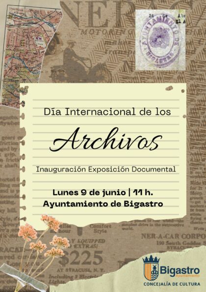 Bigastro, evento: IX Exposición de documentos históricos del Archivo Histórico Municipal, dedicada esta vez a la huerta tradicional, organizada por el Ayuntamiento con motivo del Día Internacional de los Archivos
