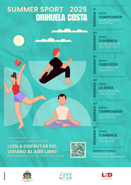 Juventud organiza actividades deportivas y familiares en las playas de Orihuela durante julio y agosto