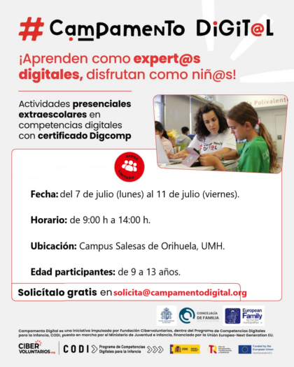 La Concejalía de Familia organiza un Campamento Digital gratuito para niños en Orihuela