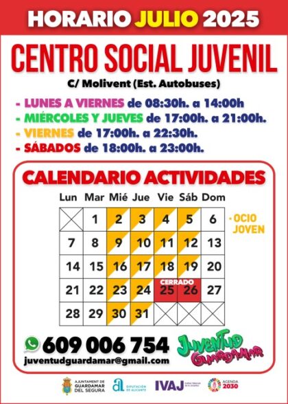 Guardamar del Segura, evento: Acto de presentación del cartel anunciador y de homenaje a los cargos festeros 2025 de las fiestas de Moros y Cristianos, dentro de la agenda municipal de julio del Ayuntamiento