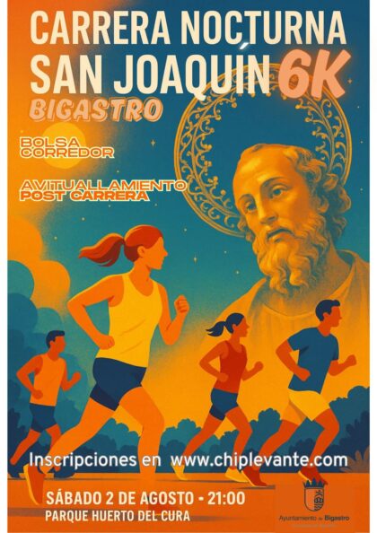 Bigastro, evento: Carrera nocturna de San Joaquín de 6K, organizada por la Concejalía de Deportes