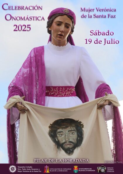 Pilar de la Horadada, evento: Acto de la Cofradía Nuestro Padre Jesús Nazareno y Mujer Verónica de la Santa Faz y besamanos a la imagen de la Mujer Verónica, dentro de los actos de la celebración onomástica 2025 de la Mujer Verónica de la Santa Faz organizados por la Cofradía Nuestro Padre Jesús Nazareno y Mujer Verónica de la Santa Faz, la Junta Mayor de Cofradías y el Ayuntamiento