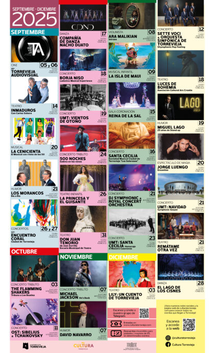 Conciertos, teatro, danza, espectáculos infantiles y comedia completan la programación cultural para el último cuatrimestre de 2025 