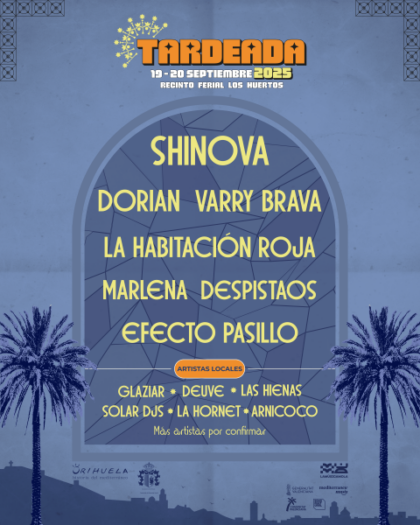 Orihuela se convierte en capital indie con la participación de Shinova, Dorian, Varry Brava, Marlena, La Habitación Roja, Despistaos y Efecto Pasillo en el festival 'Tardeada'