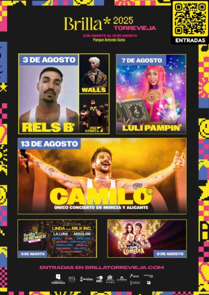 Torrevieja, evento cultural: Fiesta 'Brilla Remember' con los mejores hits de décadas por Linda del grupo 'Milk inc.', 'La luna' y el grupo belga 'Absolom', dentro de la quinta edición del festival 'Brilla Torrevieja'