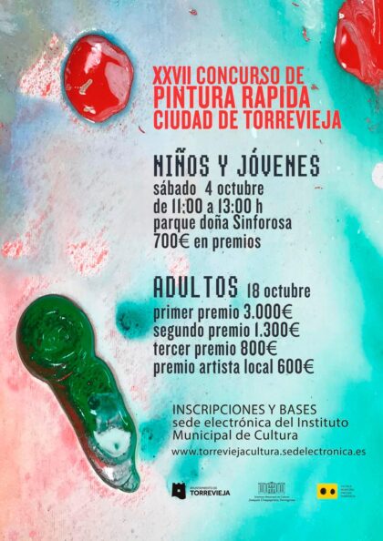 Torrevieja, evento: Inscripción al XXVII Concurso de Pintura Rápida 'Ciudad de Torrevieja' de categoría infantil y juvenil, organizado por el Instituto Municipal de Cultura 'Joaquín Chapaprieta' y la Escuela Municipal de Pintura