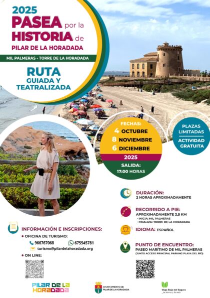Pilar de la Horadada, evento: Inscripción a la ruta guiada y teatralizada gratuita ‘Pasea por la historia de Pilar de la Horadada’, organizada por el Ayuntamiento