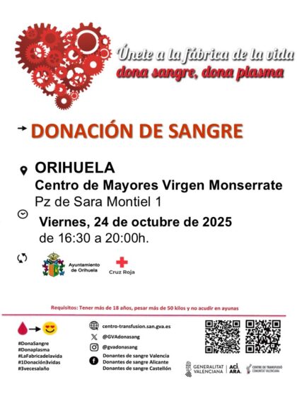 Orihuela, evento: Donación de sangre, organizada por el Centro de Transfusiones de la Comunidad Valenciana
