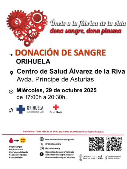 Orihuela, evento: Donación de sangre, organizada por el Centro de Transfusiones de la Comunidad Valenciana