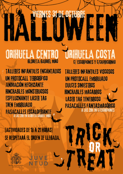 Orihuela Costa, evento: Pasacalles de 'Halloween' con música y personajes terroríficos, dentro de los actos de la fiesta de 'Halloween' organizados por la Concejalía de Juventud