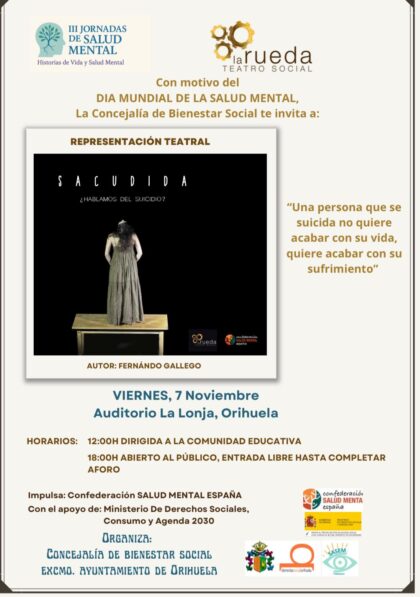 Bienestar Social promueve la reflexión sobre salud mental con la obra de teatro 'La Sacudida'