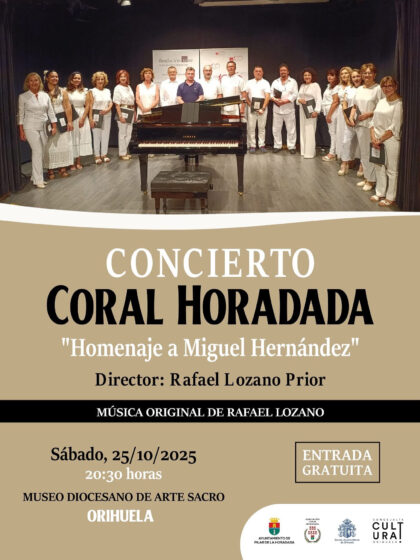 Orihuela, evento cultural: Concierto 'Homenaje a Miguel Hernández', a cargo de la coral Horadada, organizado por el Museo de Arte Sacro