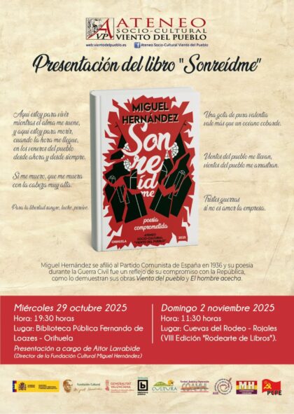 Rojales, evento cultural: Encuentro de autores y presentación de libros 'Rodearte de libros' en su octava edición con feria del libro por la asociación artístico artesanal 'Cuevas del Rodeo', dentro de los actos del último trimestre del año de la Concejalía de Cultura