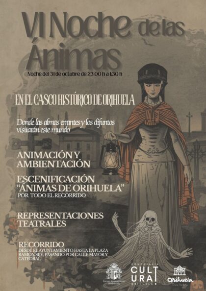Orihuela, evento cultural: VI Noche de las Ánimas con animación y ambientación, escenificación de 'Ánimas de Orihuela', representaciones teatrales y recorrido, organizados por la Concejalía de Cultura