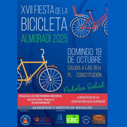 Almoradí, evento: Inscripción a la XVII Fiesta de la Bicicleta con almuerzo, sorteo de regalos, premios y otros obsequios, organizada por la Concejalía de Deportes y el Club Ciclista Almoradí