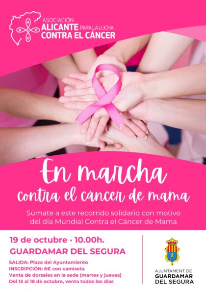 Guardamar del Segura, evento: Carrera 'En marcha contra el cáncer de mama' con motivo del Día Mundial Contra el Cáncer de Mama, dentro de la agenda municipal de octubre del Ayuntamiento
