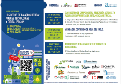 Desamparados de Orihuela, evento: Conferencia 'Aplicaciones de las imágenes de drones en agricultura', organizada por la Cátedra de Agricultura de Precisión, Digitalización y Sostenibilidad (CAPDS) de la Universidad Miguel Hernández (UMH)