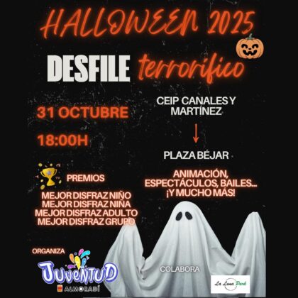 Almoradí, evento: Desfile escalofriante y aterrador con música siniestra y personajes terroríficos, dentro de los actos de la fiesta de 'Halloween' 2025 organizados por la Concejalía de Juventud
