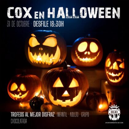Cox, evento: Desfile, concurso de disfraces con premios y chocolatada, dentro de las actos de la fiesta de 'Halloween' del Ayuntamiento