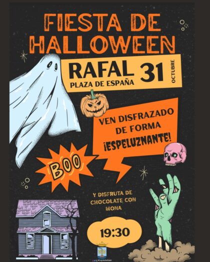 Rafal, evento: Fiesta de 'Halloween' con disfraces y chocolatada con mona, organizada por el Ayuntamiento