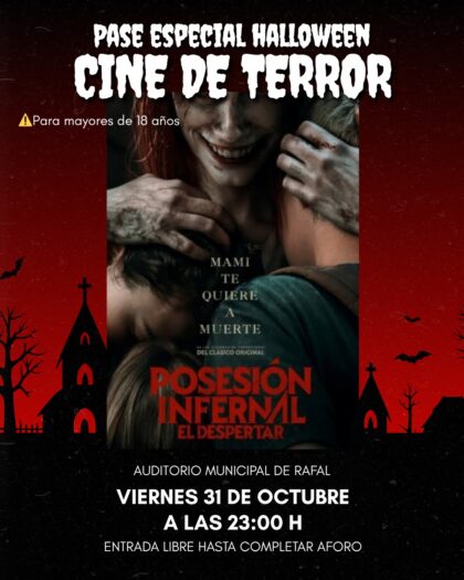 Rafal, evento cultural: Sesión de cine con la película estadounidense 'Posesión infernal: El despertar' (2023) en un pase especial de 'Halloween', organizado por la Concejalía de Cultura