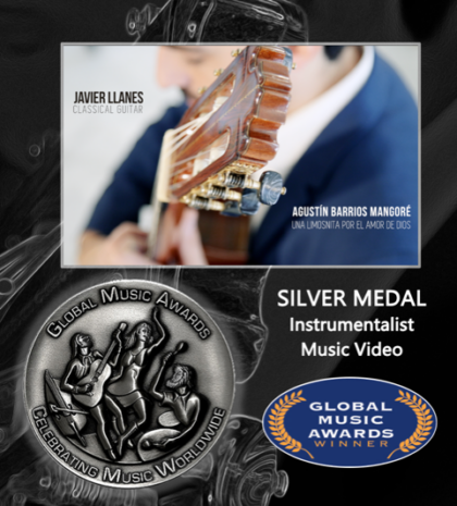 El guitarrista oriolano Javier Llanes recibe la distinción doble en los 'Global Music Awards' con medalla de plata en las categorías de 'Instrumentalist' y 'Music Video'