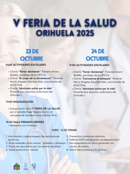 Orihuela, evento: Actividades escolares con charlas, dentro de los actos de la V Feria de la Salud organizada por la Concejalía de Sanidad