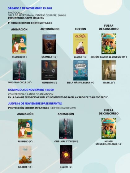 Rafal, evento cultural: Gala de apertura, presentada por el actor Salva Monleón, y primer pase de cortos a concurso, dentro del XIV Festival Nacional de Cortometrajes y Audiovisual 'Rafal en Corto' organizado por la Concejalía de Cultura y la asociación 'Rafal en corto'