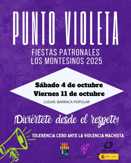 Los Montesinos, evento: Instalación del Punto Violeta, dentro de los actos de las fiestas patronales en honor a la Virgen del Pilar Los Montesinos, evento: Instalación del Punto Violeta, dentro de los actos de las fiestas patronales en honor a la Virgen del Pilar