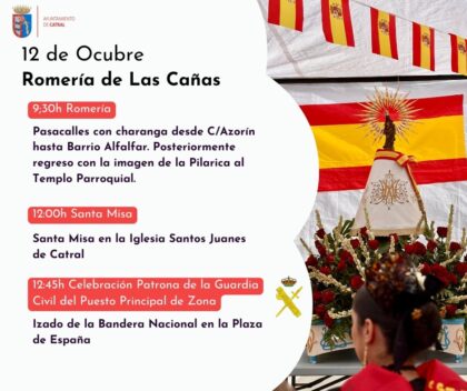 Catral, evento: Pasacalles con charanga y regreso con la imagen de la Pilarica, dentro de los actos de la Romería de las Cañas en honor a la Virgen del Pilar
