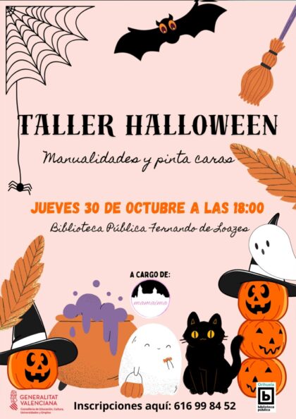 Orihuela, evento: Taller de 'Halloween', a cargo de 'Mamaima', con manualidades y pintacaras, dentro de los actos de la Biblioteca Pública y Archivo Histórico ‘Fernando de Loazes’