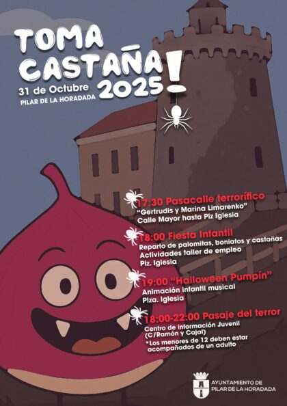 Pilar de la Horadada, evento: Fiesta infantil con palomitas, boniatos y castañas y actividades del taller de empleo, dentro de los actos de la fiesta de 'Halloween' '¡Toma castaña!' del Ayuntamiento