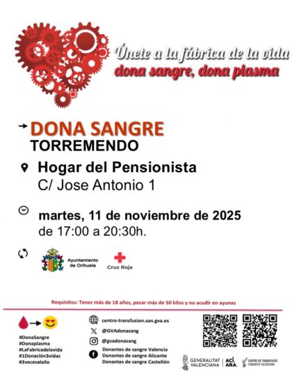 Torremendo de Orihuela, evento: Donación de sangre, organizada por el Centro de Transfusiones de la Comunidad Valenciana