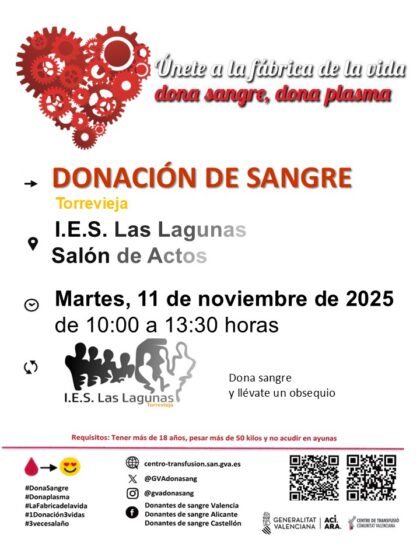 Torrevieja, evento: Donación de sangre, organizada por el Centro de Transfusiones de la Comunidad Valenciana y el IES Las Lagunas